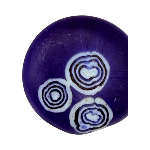 Vintage Cobalt Blue Cabochon Clip In Earrings 1" Ceramic - Picture 8 of 12